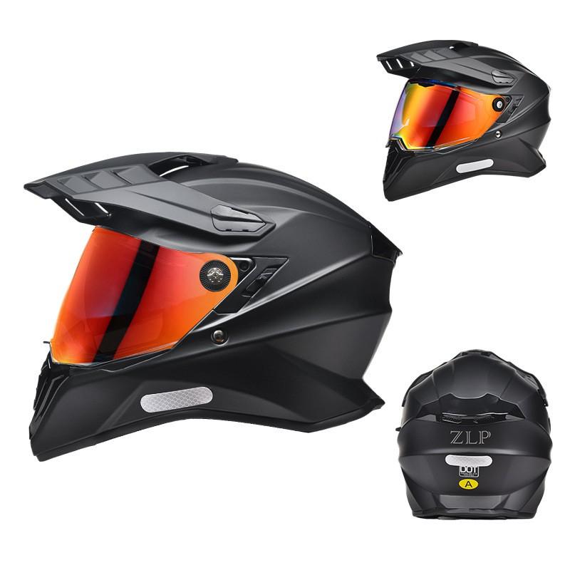 Full Face Motorcycle Helmet Touring Off-Road All Season Riding With Dual Visors ABS Shell Men Women