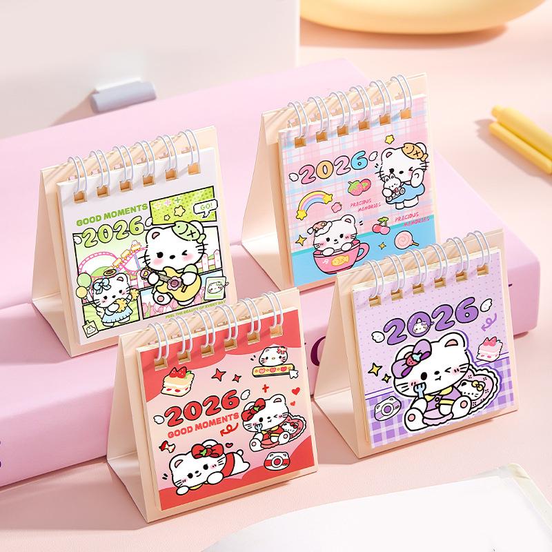 4 Stück Niedliches Pferd 2026 Kalender Tischkalender Ornament Cartoon Kawaii Planer Agenda Täglich Monatlich Schreibwaren Bürobedarf