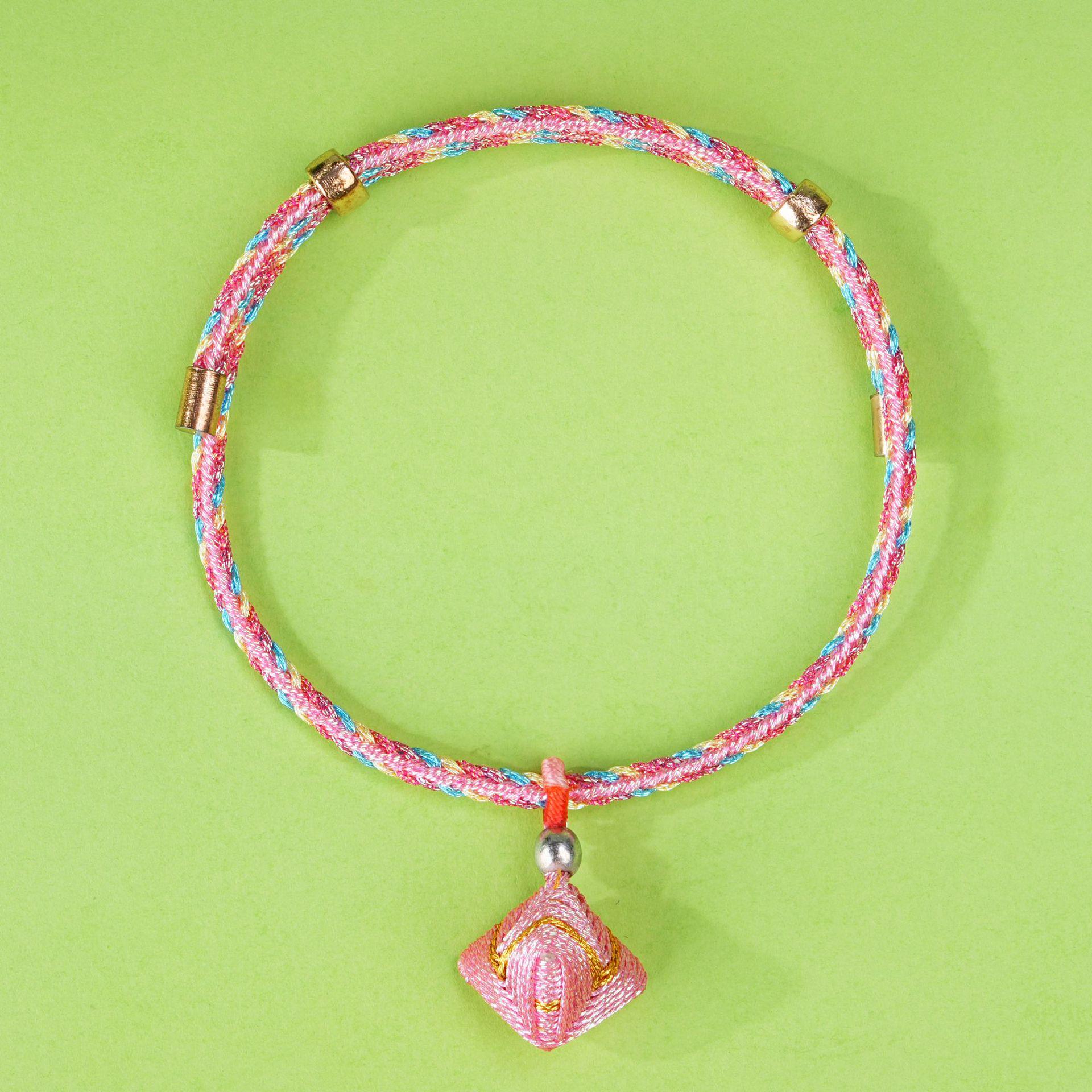 Handmade Iridescent Dragon Boat Festival Bracelet: Five-Color Woven Zongzi Ethnic Style Hand Ornament and Festival Gift