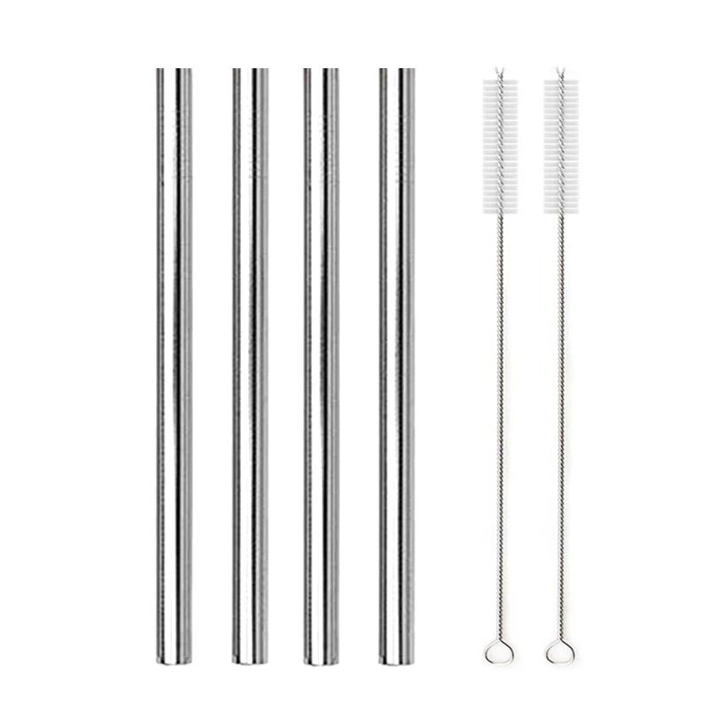 12mm Boba Metal Straw Eco-friendly 304 Stainless Steel Straws Set Reusable Drinking Straw for Bubble Tea Milkshake Bar Accessory