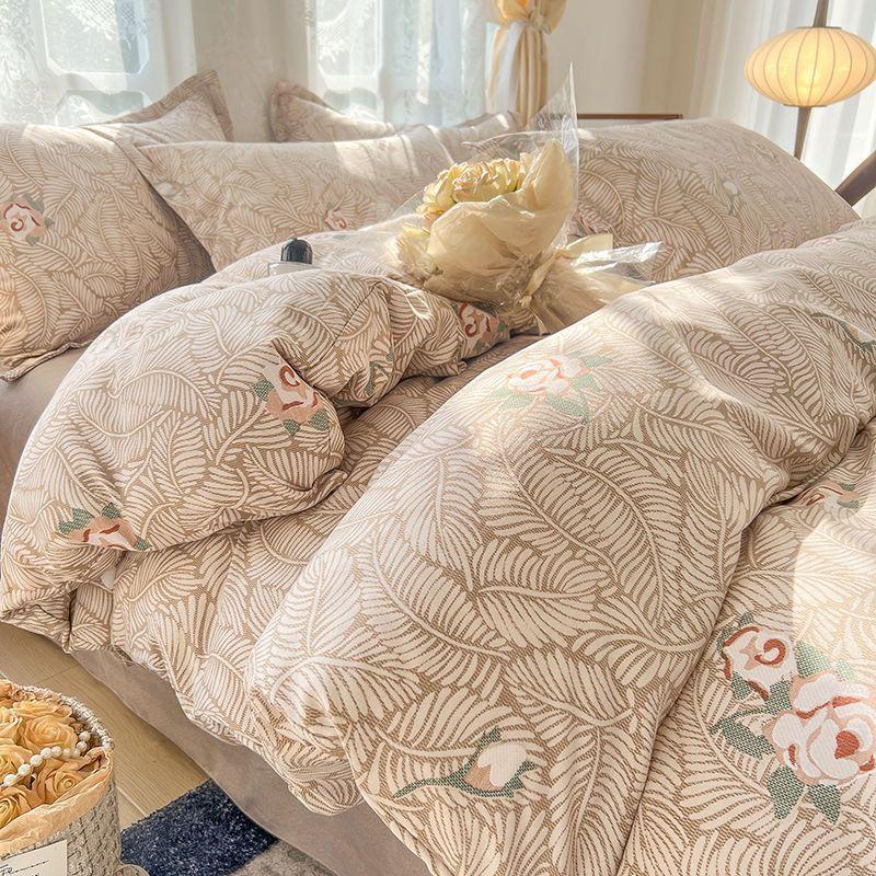 Pastoral Style Ins Style Duvet Set Bedding Set Small Floral. Warm And Thickened  Double-layer Washing Cotton Bed Sheet And Duvet