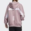 Adidas Striped Logo Patch Hooded Jacket, Women Long Sleeve Casual Sports Magic-Purple Pink Outerwear HM2811