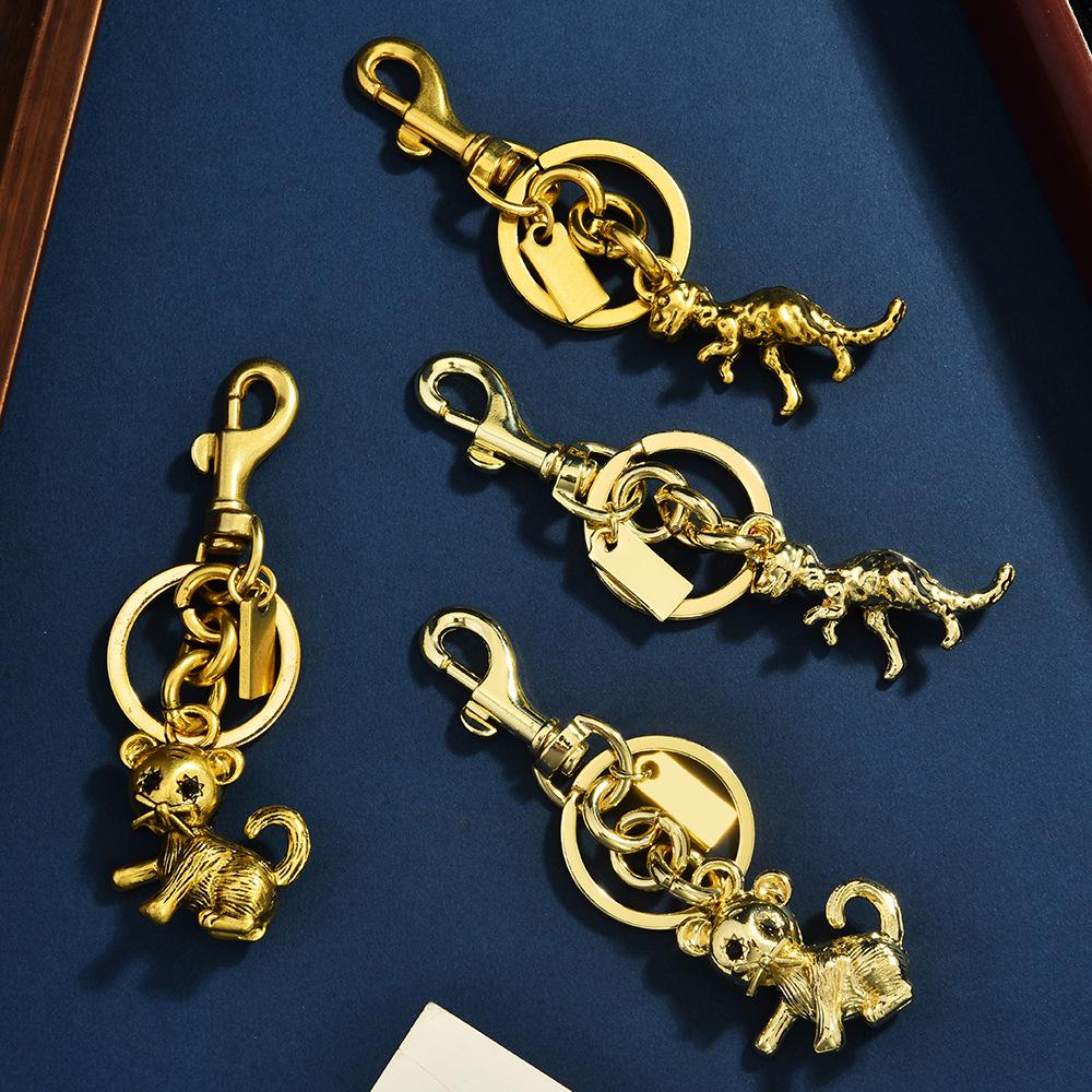 3D Lucky Cat & Dinosaur Metal Keychain - Promotional Gift Keyring Pendant