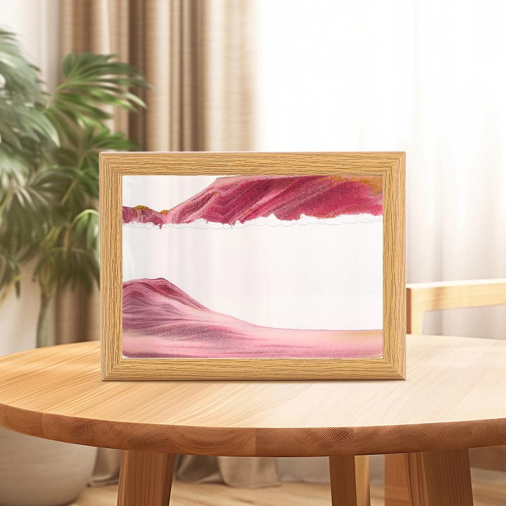 Wooden Frame Sandscape Moving Sand Art Picture Quicksand Craft 3D Hourglass Square Flowing Sand Painting Office Home Decor Gifts