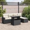 Vidaxl 6-Cz. Set di Mobili da Giardino con Cuscini, Polyrattan Nero