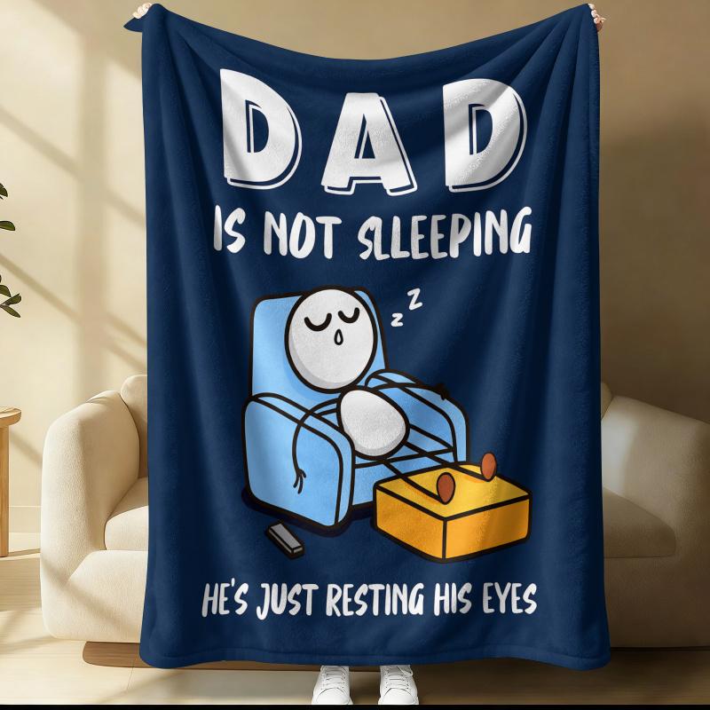 Dad's Besting His Eyes Blanket - Playful Cartoon Design, Soft Cosy Throw for Dad - Perfect for Lazy Afternoons, Home Decor