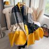 Color Match Thickened Double-Sided Warm Scarf Imitation Cashmere Short Beard Shawl Autumn Winter Coldproof Female Scarf Shawl