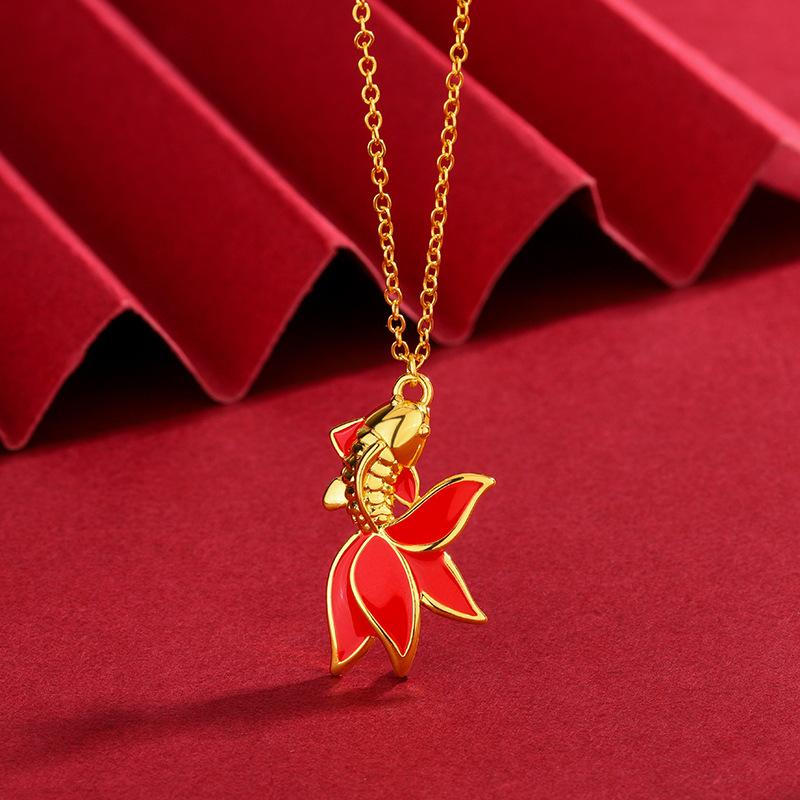 

Transporting koi Niche Design High-end Feel 925 Sterling Silver Fish Personality Animal Necklaces XL092 золотой