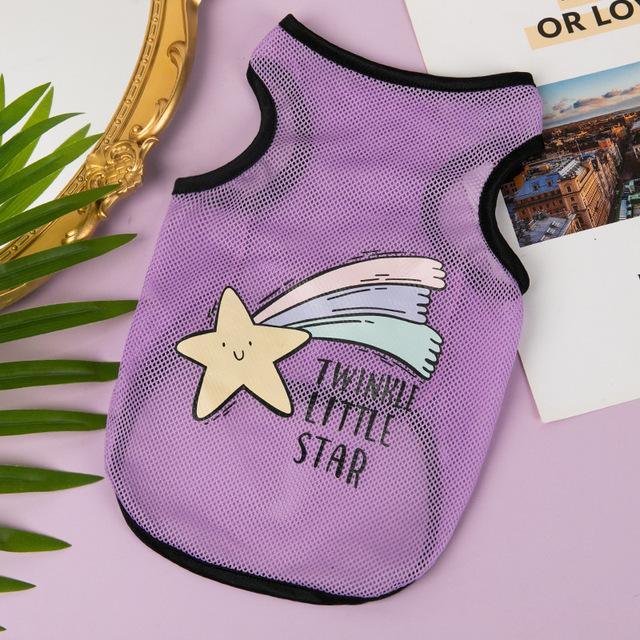 Cute Cartoon Pet Dog ClothesSummer Thin Mesh Dog Cat Vest Cat Teddy Pomeranian Pet Puppy Breathable Cool Clothing Dog Costume