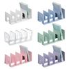 Acrylic Book End Book Shelf Bookend Magazine Stand 4 Compartment Space Saving Desk Book Organiser Book Stopper