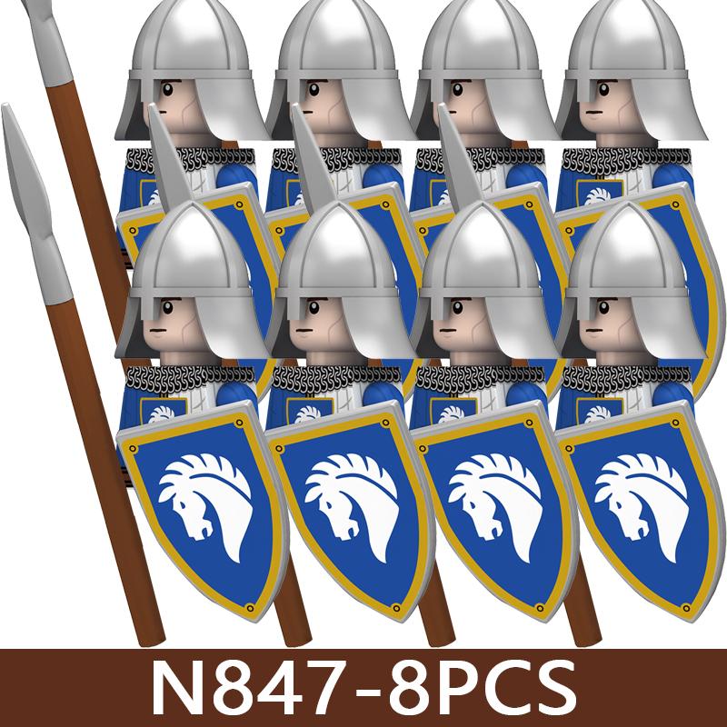 Château Médiéval Soldat Armée Blocs de Construction Château Militaire Corbeau Cheval Serpent Chevalier Guerrier Infanterie Accessoires Briques Jouets