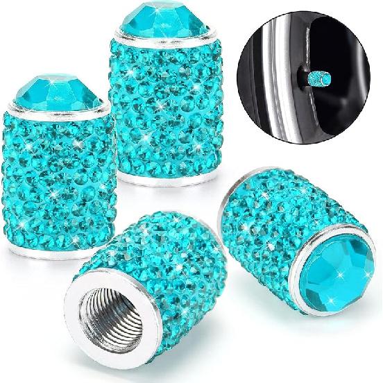 Bling Tire Valve Caps, 4 Pack Handmade Crystal Rhinestone Tire Caps Universal Bling Car Accessories for Women Dustproof Bling Valve Stem Caps Cover