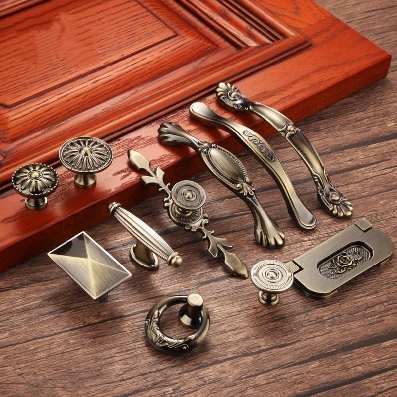 Bronze Series Cabinet Handles Zinc Alloy Antique Cabinet Pulls Drawer Knobs Wardrobe Door Handle Furniture Handle