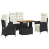 VidaXL Ensemble à Manger de Jardin avec Coussins 4 pcs, Table de Terrasse, Meubles de Patio, Mobilier d'Extérieur, Noir 3277444