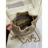 Fashion Solid Color Hollow Out Woven Chain Drawstring Mini Crossbody Bucket Bag