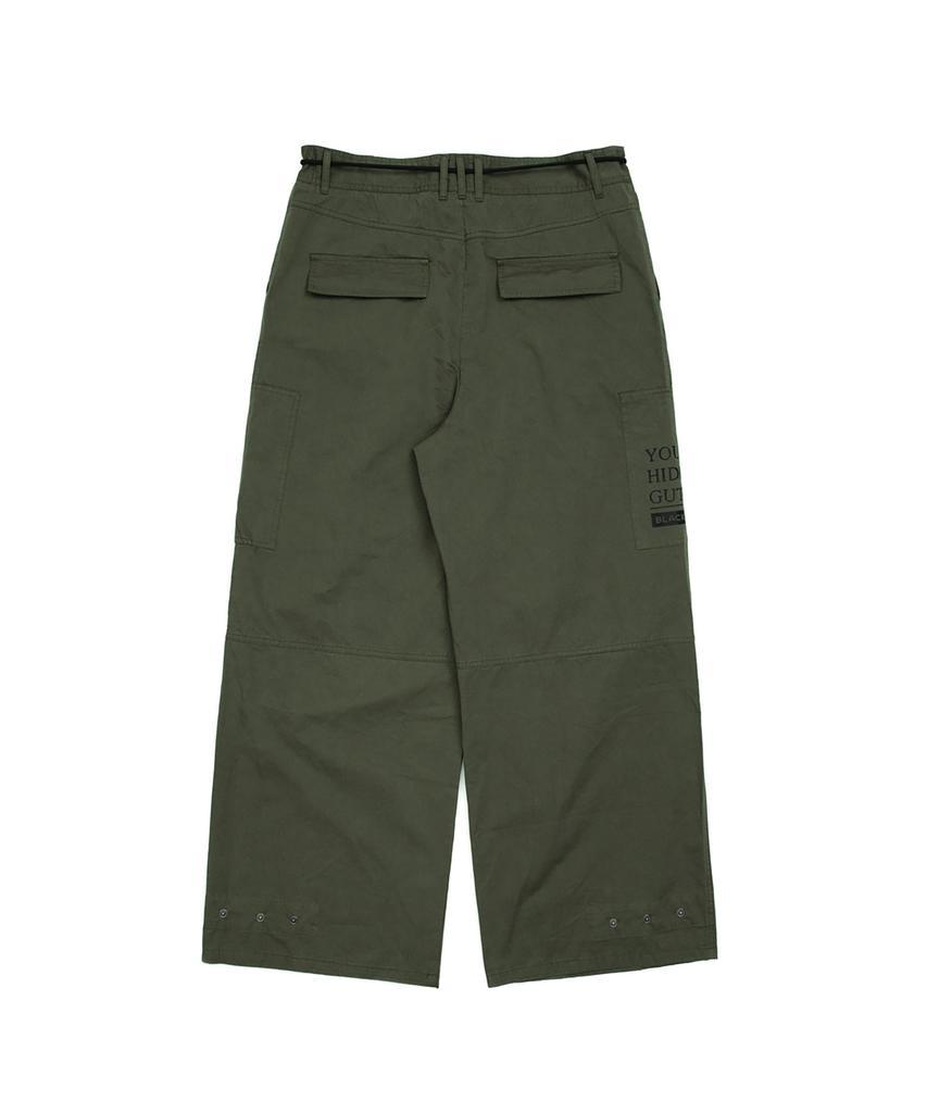 BLACKBLOND Vividi Hidden Guts Logo Wide Cargo Pants (Khaki)