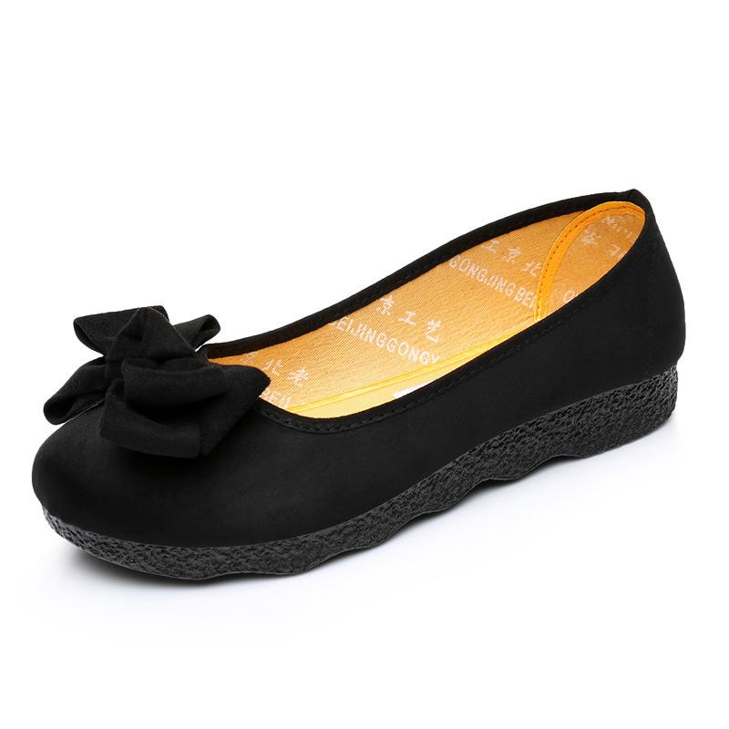 Fashion Women's Flat Bottomed Butterfly Bow Round Toe Shallow Mouth Soft Soled Shoes In Black Simple Comfortable Versatile Single Shoes