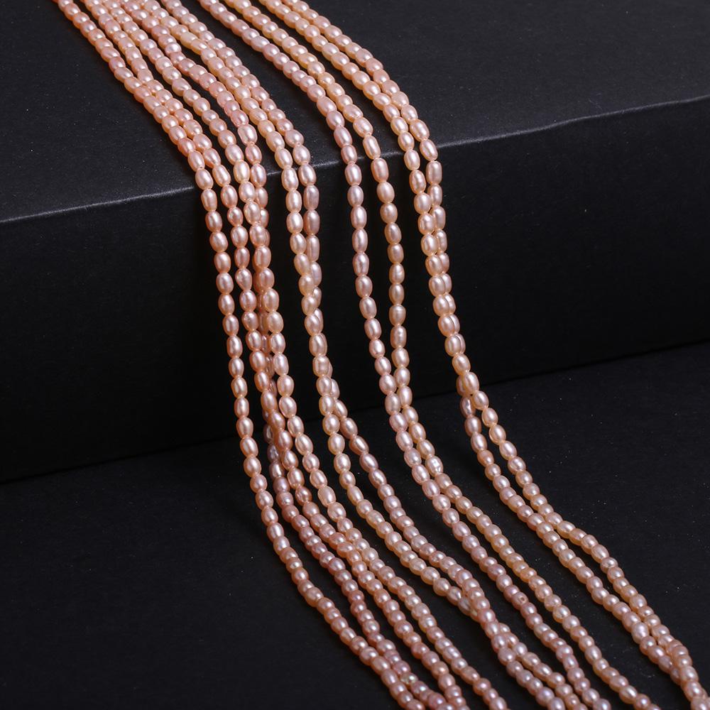 1String, Rice Shape Pearls, 2–2.5 Mm, Boho Natural Freshwater Pearl Beads for Jewelry Making DIY Necklace Bracelet Crafts, Mother's Day Gift 36cm