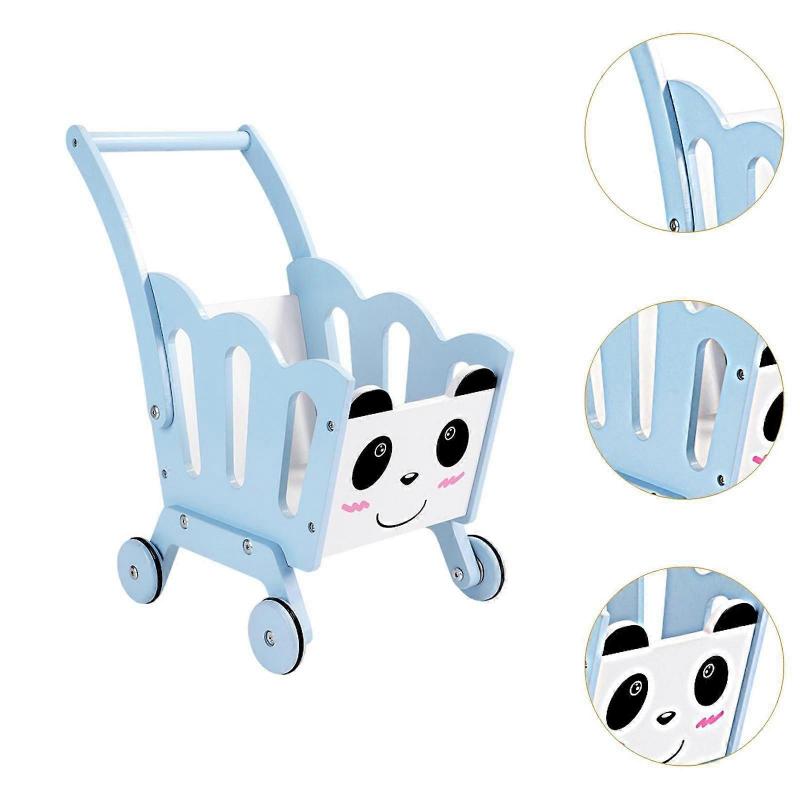 Kids Shopping Cart Trolley Easy To Push Toy Grocery Cart for Boys Girls Gift Blue