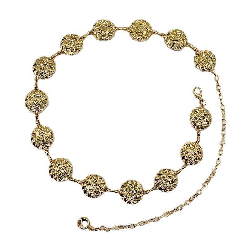 Womens Metal Link Waist Chain With Round Alloy Pendant Fashionable Dress Belt
