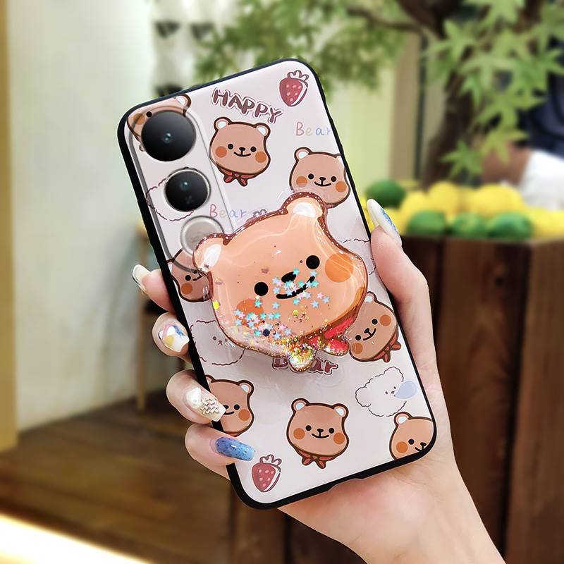 Simplicity Skin feel silicone Phone Case For VIVO V50 Lite 5G Global TPU Waterproof Rotatable stand Anti-knock cute