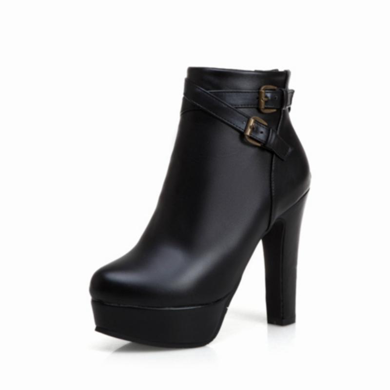 Модные короткие ботинки женская обувь осень-зима сексуальные ботильоны на платформе для женщин черные красные желтые белые женские туфли большой размер 34 чёрный 4060₽