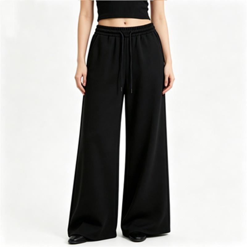Fleece Women's Pants Solid Color Casual Versatile Wide-footed Pants Sweatpants Loose Outer Trousers