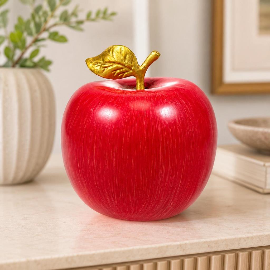 Goldmessing Rotes Fuji-Apfel-Ornament für Wohnzimmer, Arbeitszimmer oder Büro