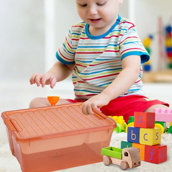 Plastový úložný box s děleným tácem Velkokapacitní Průhledný Stohovatelný Úložný koš na hračky Herna Kontejner s víkem