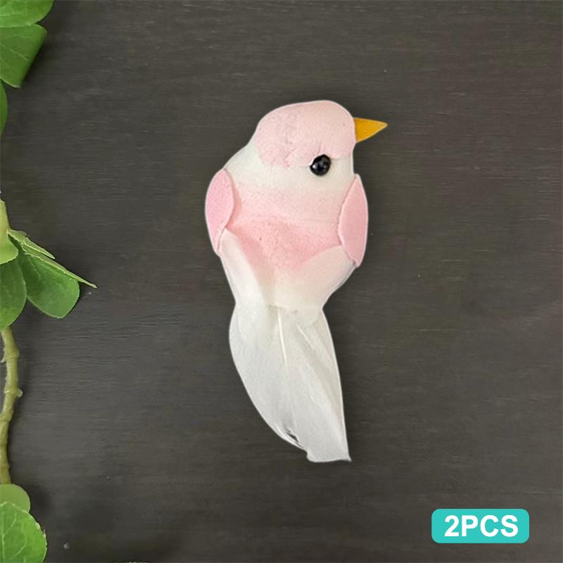 2Pcs Cute Artificial Birds Fake Foam Animal Simulation Feather Birds Models Tit Diy Craft Home Garden Floral Ornament Decoration