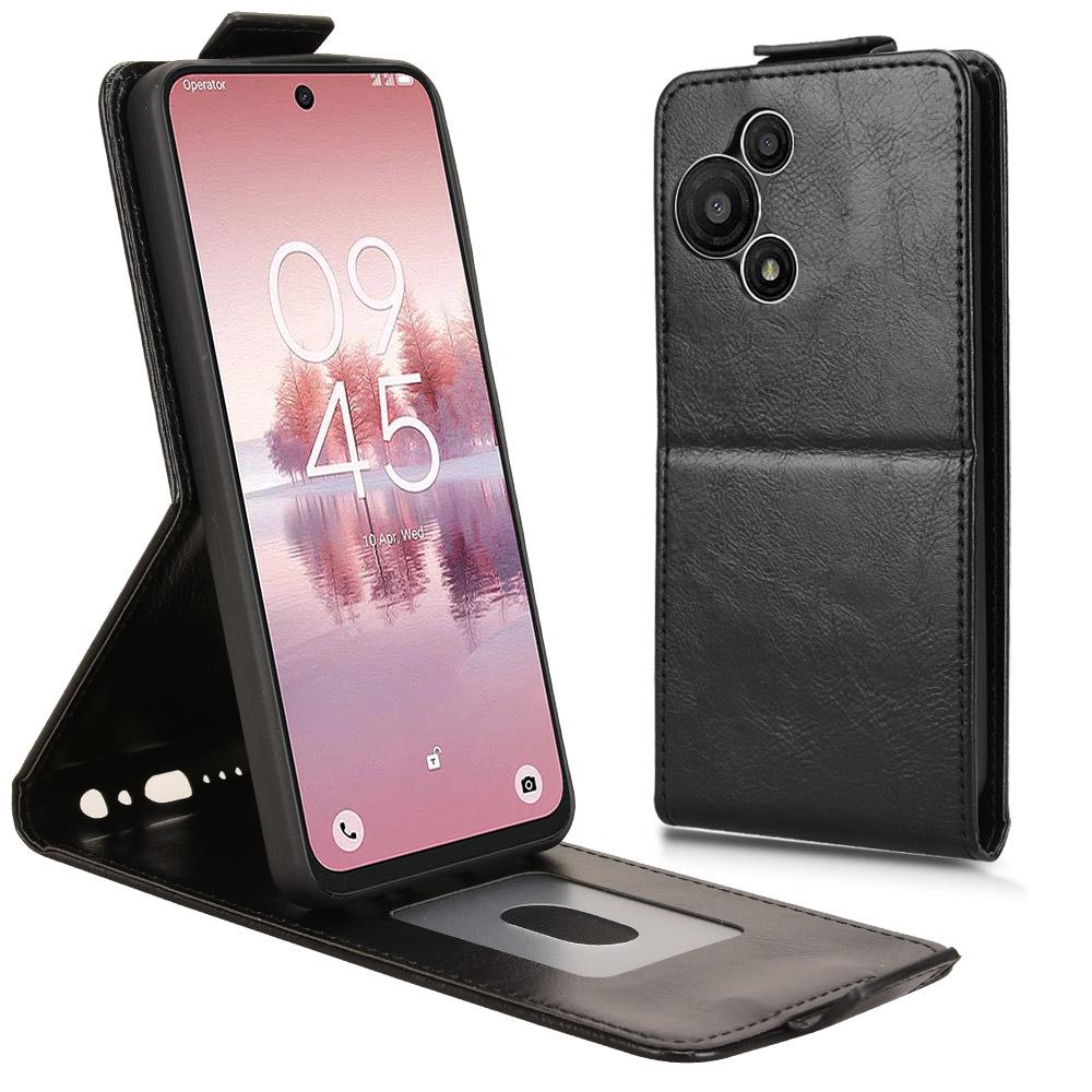 

For TCL 60 SE NxtPaper 5G Stand Case Magnetic Clasp Vertical Flip Leather Phone Cover with Card Holder Black