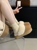 Thick-soled snow boots women's 2025 new winter heightening bag head half-drag fluffy slippers versatile Sangpo velvet cotton shoes