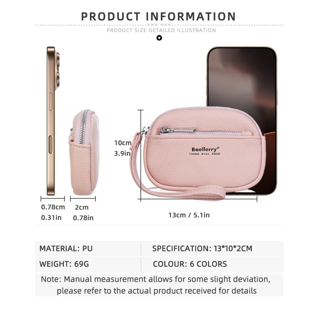 Softer Leather Women's Wallet Thin Design Zipper Pocket Purse Storage Capacity Wear-resistant Handheld Wallet Daily Use