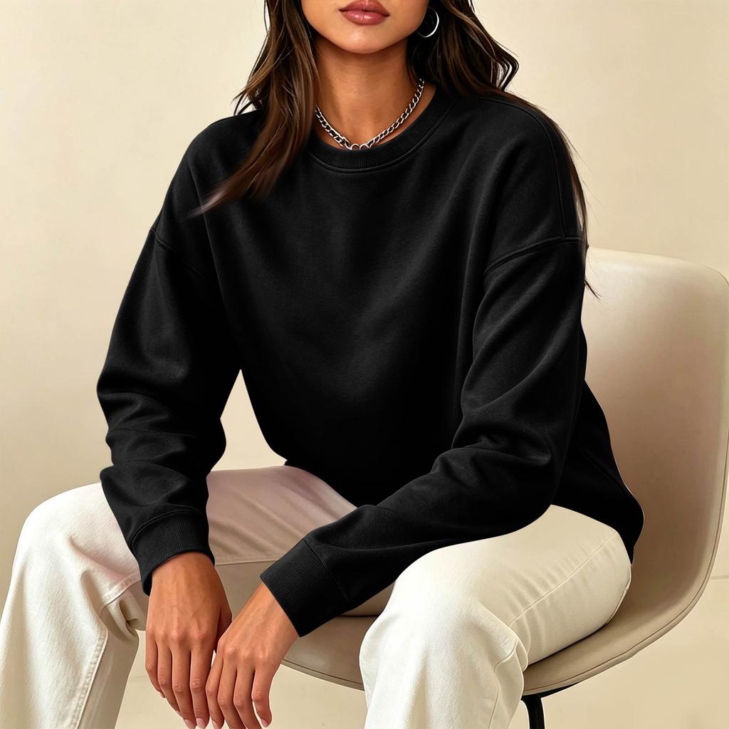 Women's Oversized Neck Sweatshirt Loose Fit Casual Pullover Top for Spring and Fall