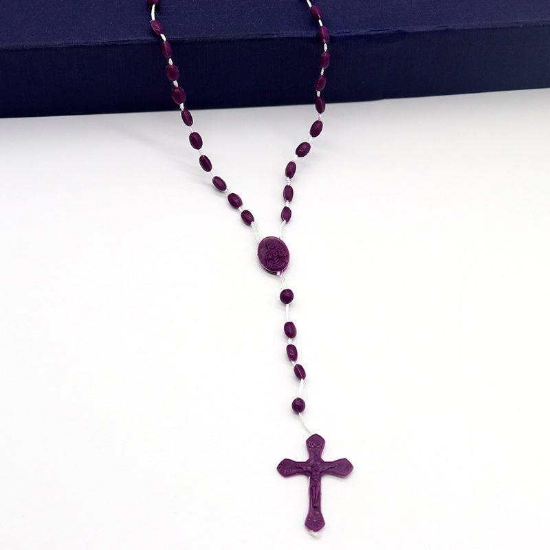 Luminous Catholic Christ Jesus Cross Plastic Rosary Crucifix Necklace Religious Church Decoration Wall Crosses Souvenirs Gifts