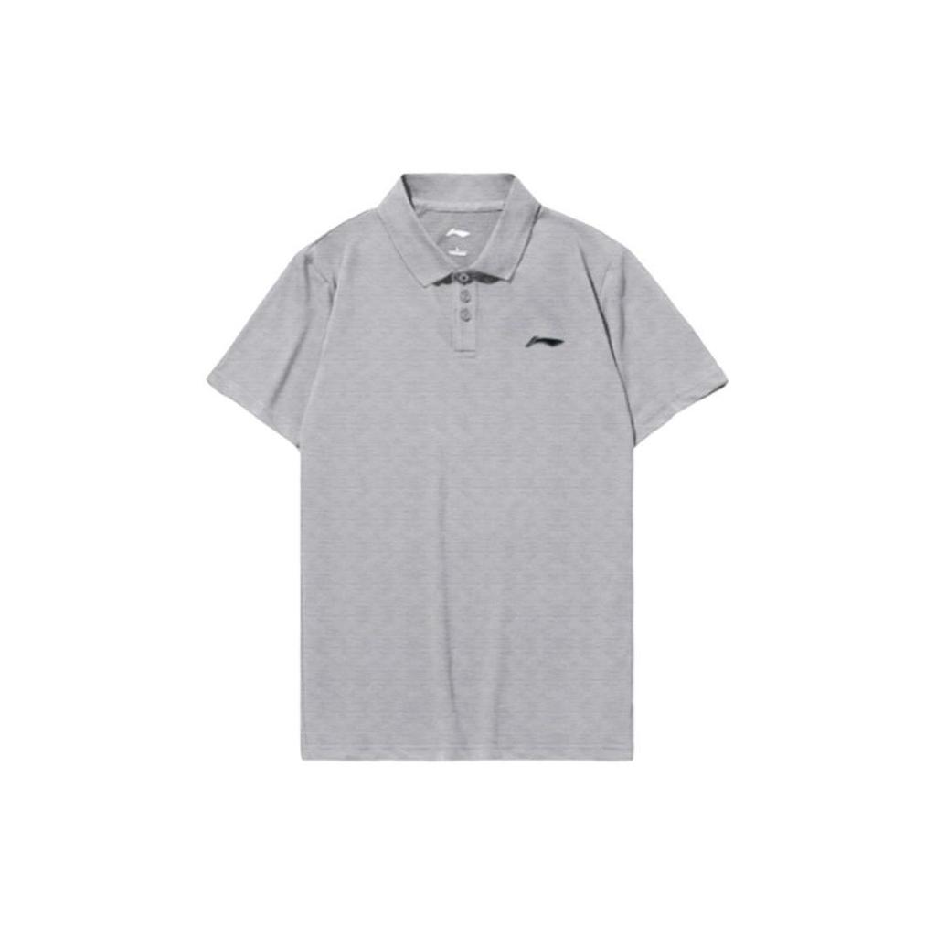 Li Ning Polo Shirts Men's Gray Polo Collar Moderate Straight Fit APLS291-2