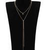 C143 Fashion Simple Bead Chain Necklace Vintage Collarbone Necklace Double Layer Long Choker