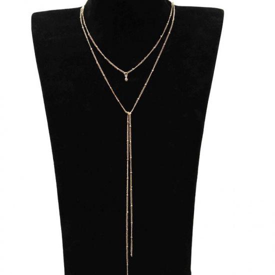 C143 Модное простое ожерелье из бусин, винтажное ожерелье на ключицу, двухслойное длинное колье-чокер