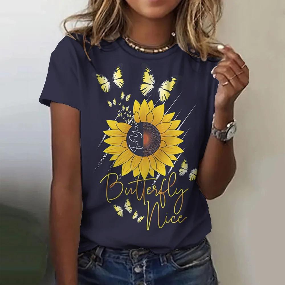Mode 3D Kärlekstryck T-shirt För Kvinnor Roligt Blommönster Kortärmad Tjej Tee Sommar Casual O-hals T-shirts Damkläder