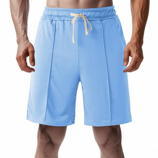 Men Shorts Elastic Waistband Drawstring Design Summer Sport Pants with Pockets Quick Drying