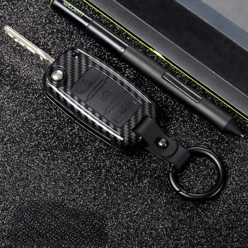 Etui na kluczyk samochodowy ABS z włókna węglowego do VW Volkswagen Polo Golf 4 5 6 7 T5 Passat B6 B5 Skoda Octavia A5 A7 Seat Leon Ibiza Ateca