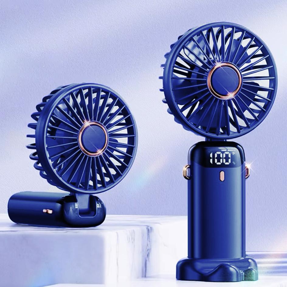 Handheld/desktop/neck mounted multi-purpose small fan LED display with 5 levels of wind power