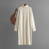 Women's Clothing, New Casual Solid Color Turtleneck Knitted Sweater Slit Primer Dress In Autumn and Winter