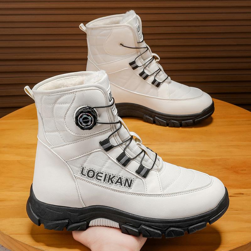 2025 Winter Shoes Mens Snow Boots Waterproof Warm Plush Flat Non-slip Fashion Brand Male Ankle Boots Mens Cotton Shoes Plus Size 47