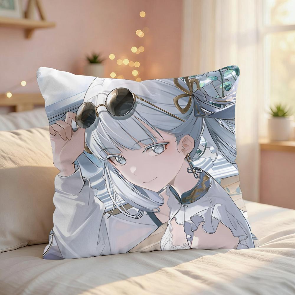 Jinhsi Cute Game Wuthering Cushion Cover Silky Short Plush Invisible Zipper Dustproof Sofa Pillow Case For Home Decor