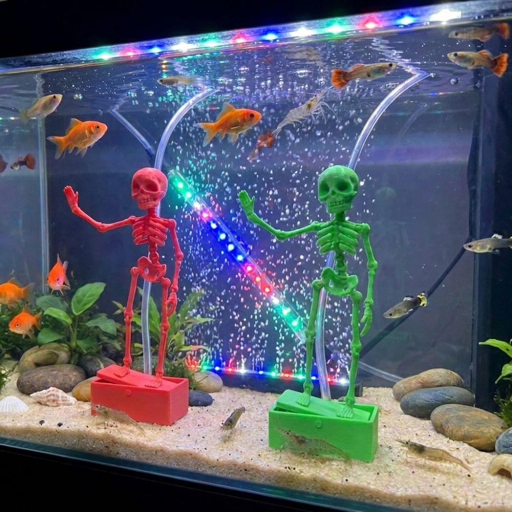 Skeletons Statue Dancing Skeleton Aquarium Bubbler Fish Tank Layout Decor