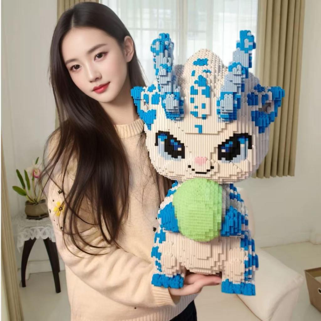 New Peach Blossom Dragon Rabbit Animal Micro Diamond Building Block Brick Toys For Kids Adult Decompression Home Ornament
