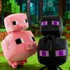 Enderman, Creeper, Steve ir Šikšnosparnis Pliušinių Lėlių Rinkinys
