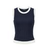 VEROMODA Women's Slim-Fit Sleeveless Knit Top with Twist Texture and Contrast Cuffs