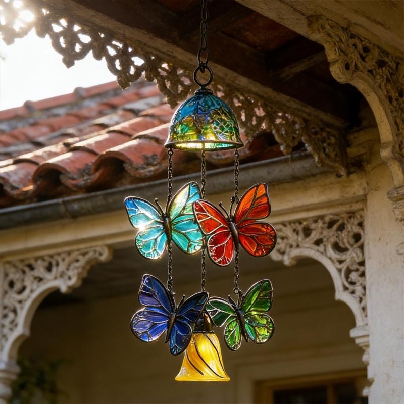 Butterfly Wind Chimes Producing Clear Tone for Balconies and Garden Creating a Peaceful Artistic Iron Design